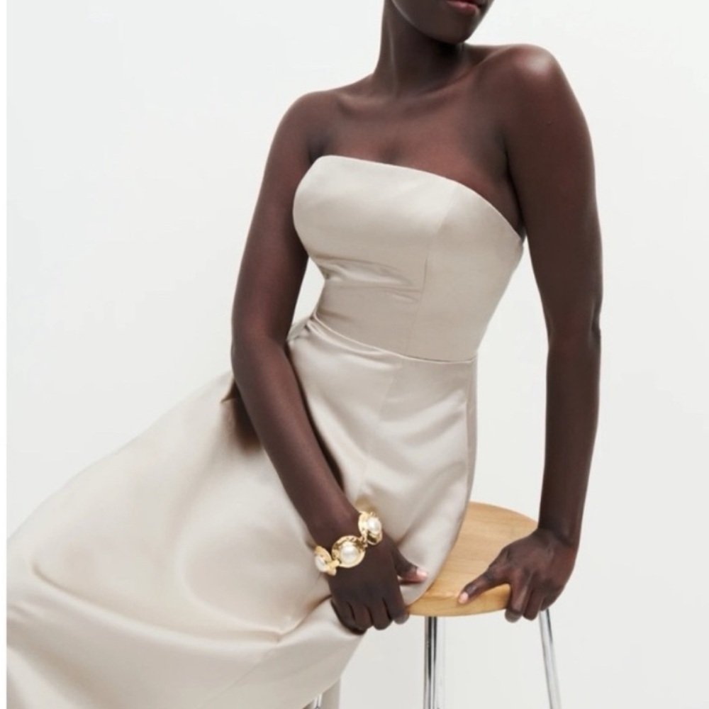 Elegant Champagne Strapless Dress